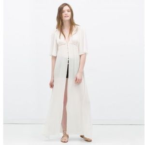 Zara Ivory Maxi Dress with Button Front